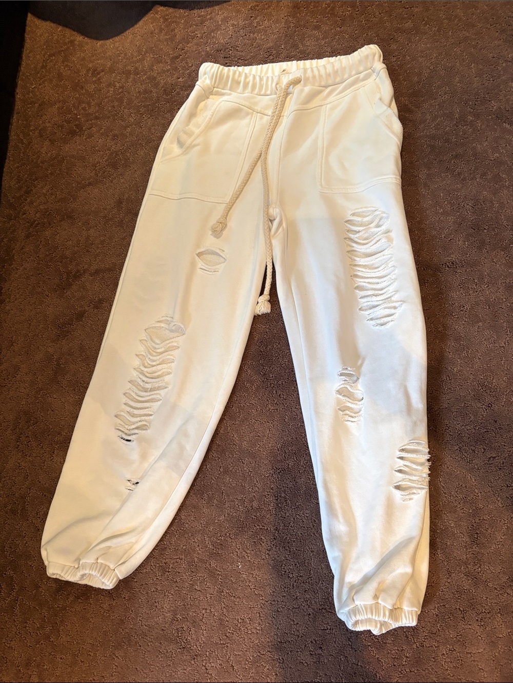 POL Off-White Distressed Jogger Track Pants